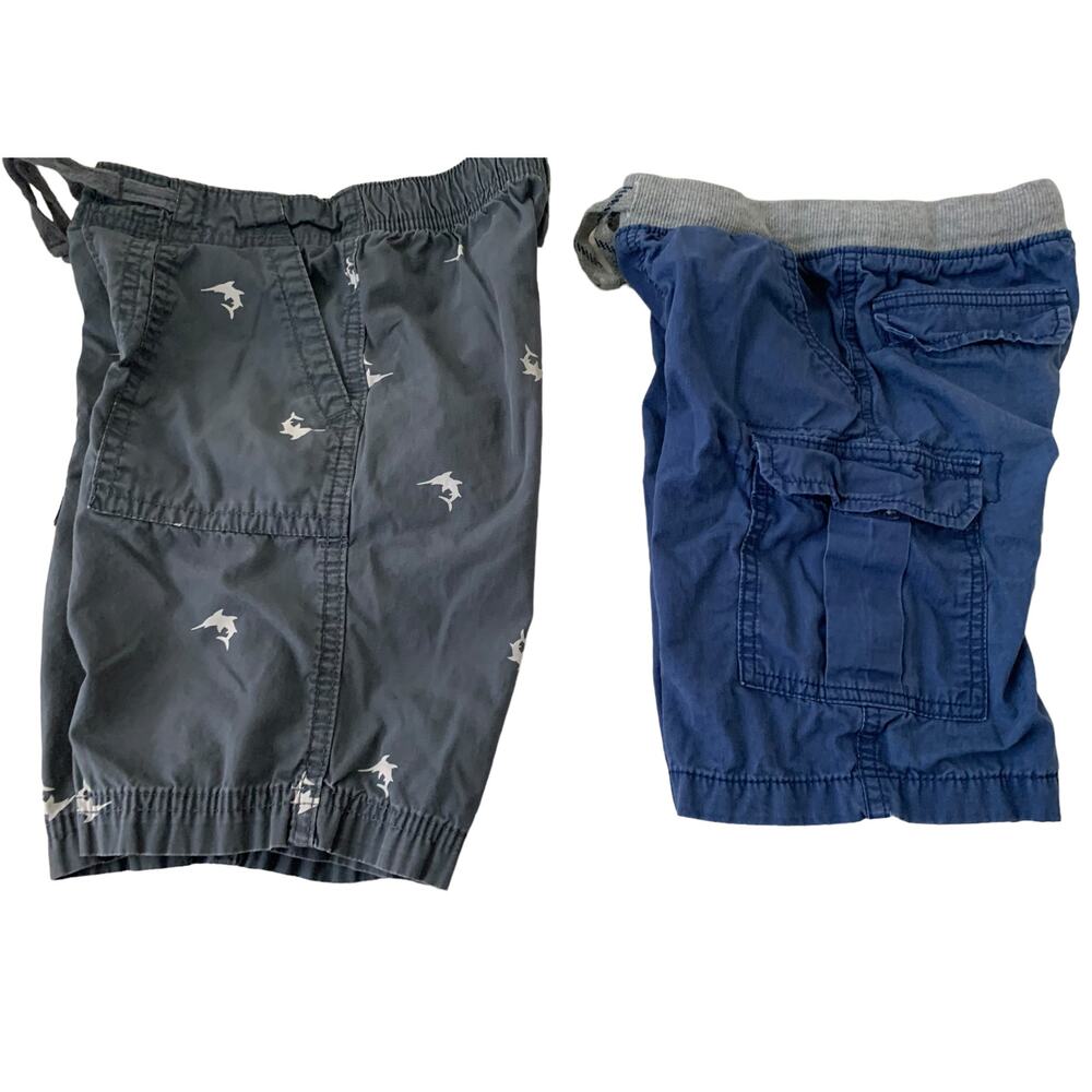 CARTER'S SHORTS - 2 FOR 1 - BOYS, 5, DARK GREY W/FISH DECOR & NAVY BLUE & GREY
